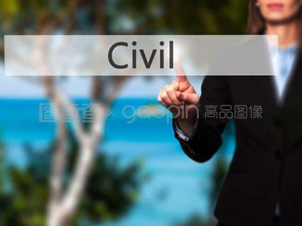 在虛擬屏幕上按現(xiàn)代按鈕的女商人